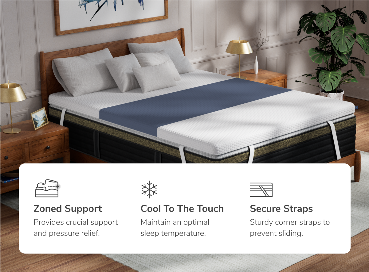 Back Support Mattress Topper with Cooling Cover